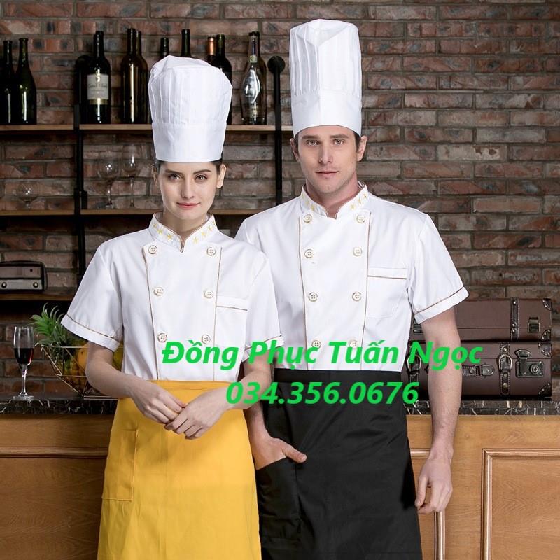 Áo bếp cộc tay màu trắng 07