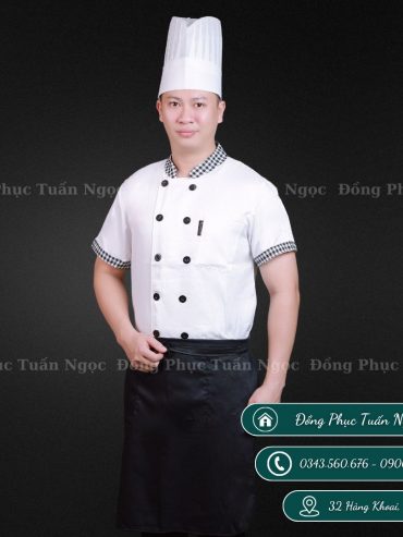 Áo bếp cộc tay màu trắng 04