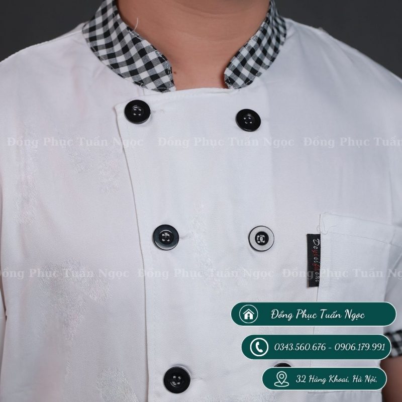 Áo bếp cộc tay màu trắng 04