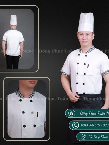 Áo bếp cộc tay màu trắng 04