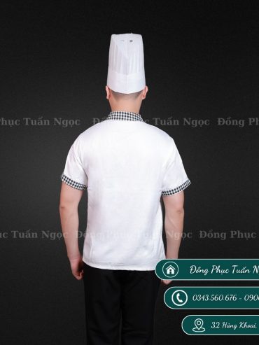 Áo bếp cộc tay màu trắng 04