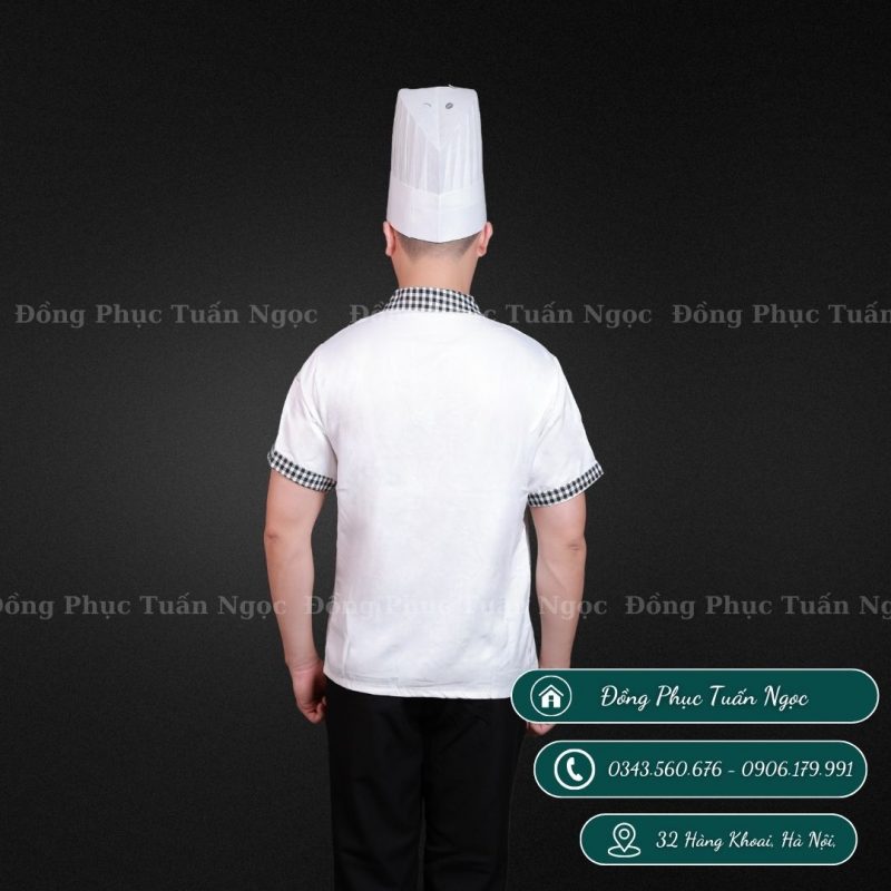 Áo bếp cộc tay màu trắng 04