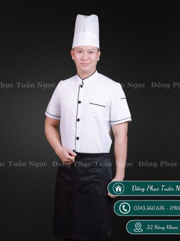 Áo bếp cộc tay màu trắng 05