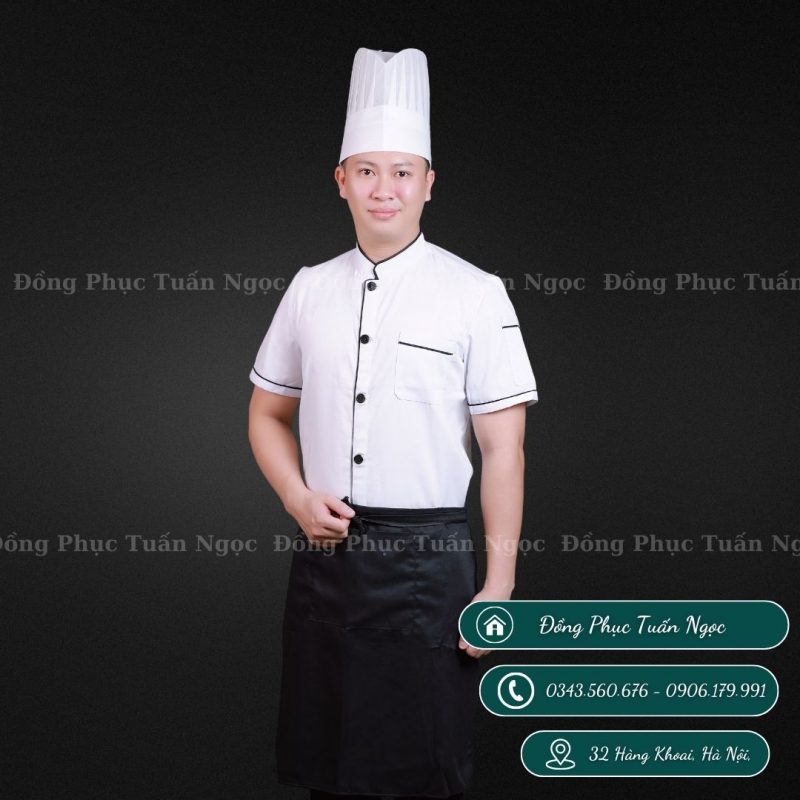 Áo bếp cộc tay màu trắng 05