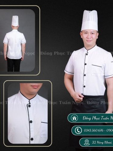 Áo bếp cộc tay màu trắng 05