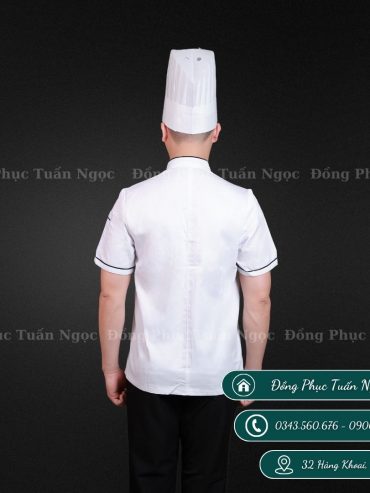 Áo bếp cộc tay màu trắng 02