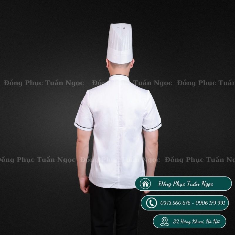 Áo bếp cộc tay màu trắng 02