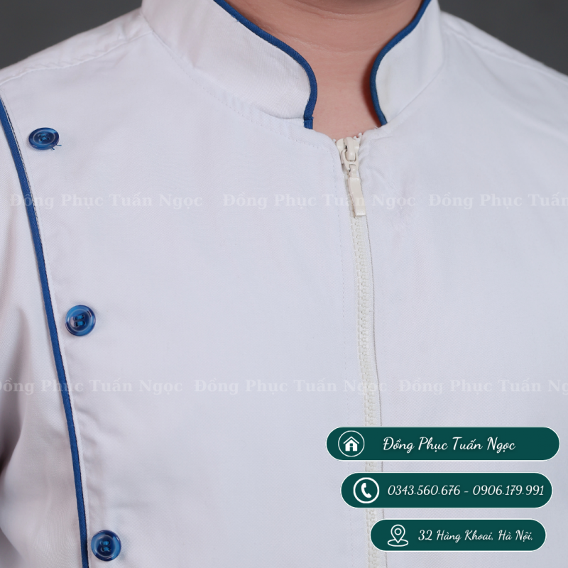 Áo bếp dài tay màu trắng 01