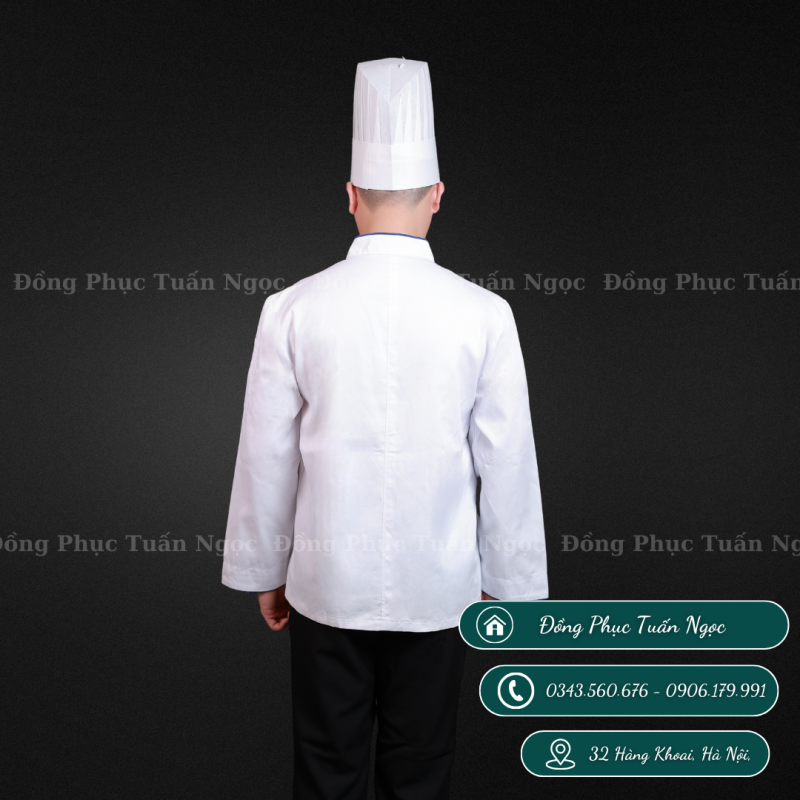 Áo bếp dài tay màu trắng 01