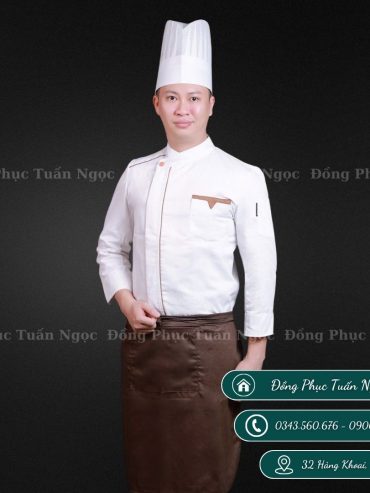 Áo bếp dài tay màu trắng 02