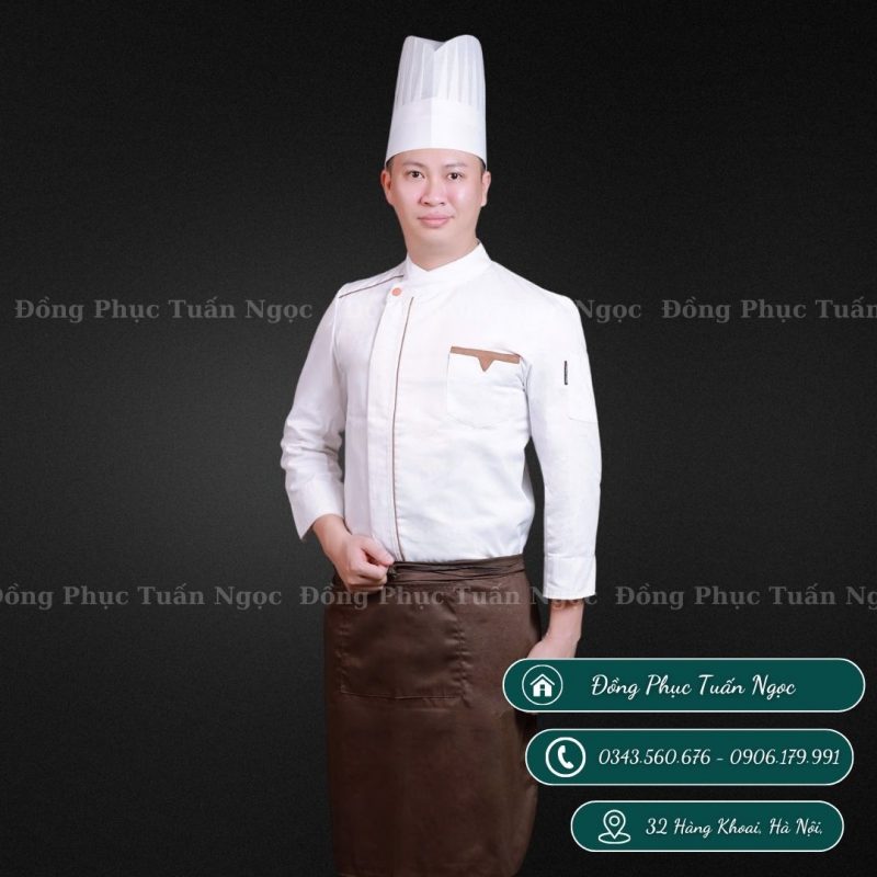 Áo bếp dài tay màu trắng 02