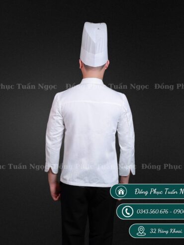 Áo bếp dài tay màu trắng 02