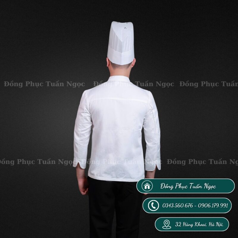 Áo bếp dài tay màu trắng 02