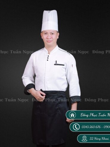 Áo bếp dài tay màu trắng 03