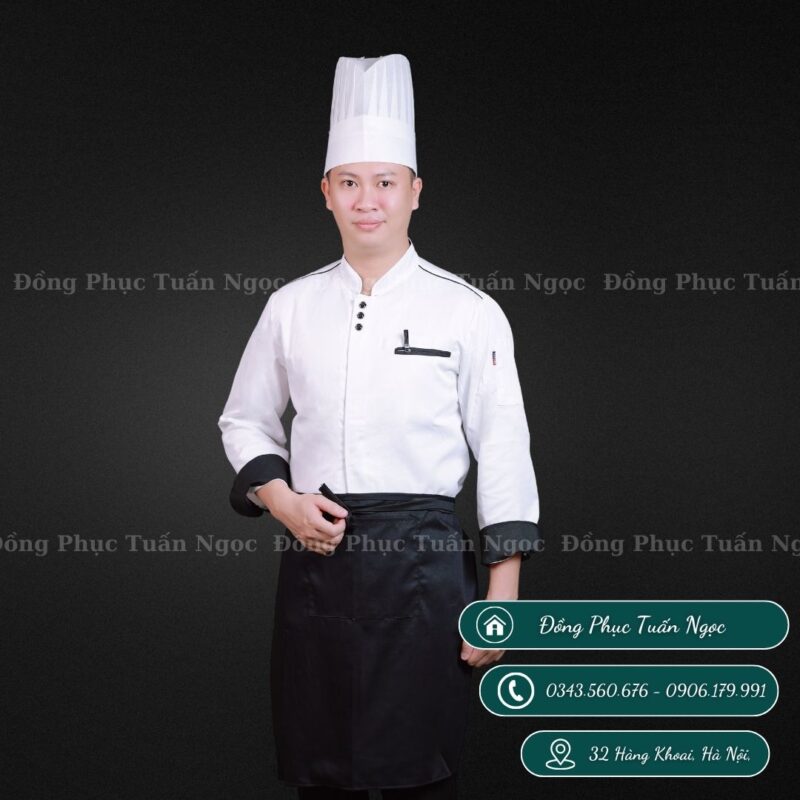 Áo bếp dài tay màu trắng 03