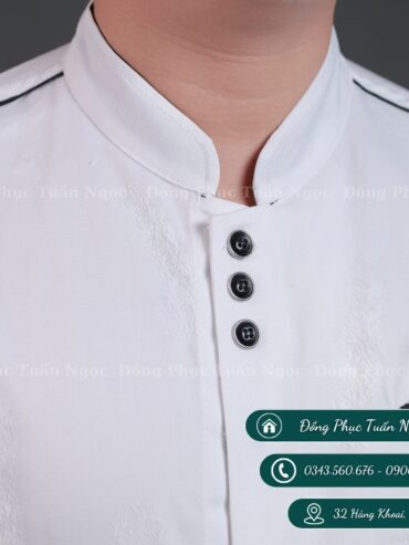 Áo bếp dài tay màu trắng 03