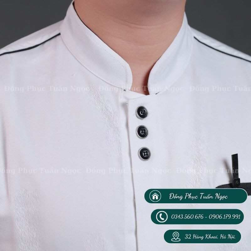 Áo bếp dài tay màu trắng 03