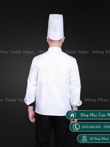 Áo bếp dài tay màu trắng 03