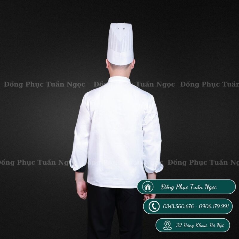 Áo bếp dài tay màu trắng 03