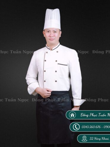 Áo bếp dài tay màu trắng 06