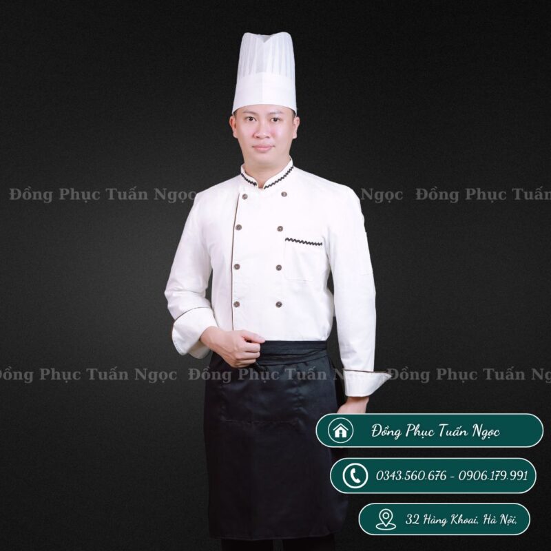 Áo bếp dài tay màu trắng 06