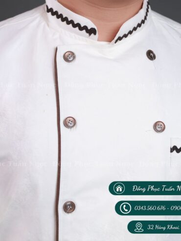 Áo bếp dài tay màu trắng 06