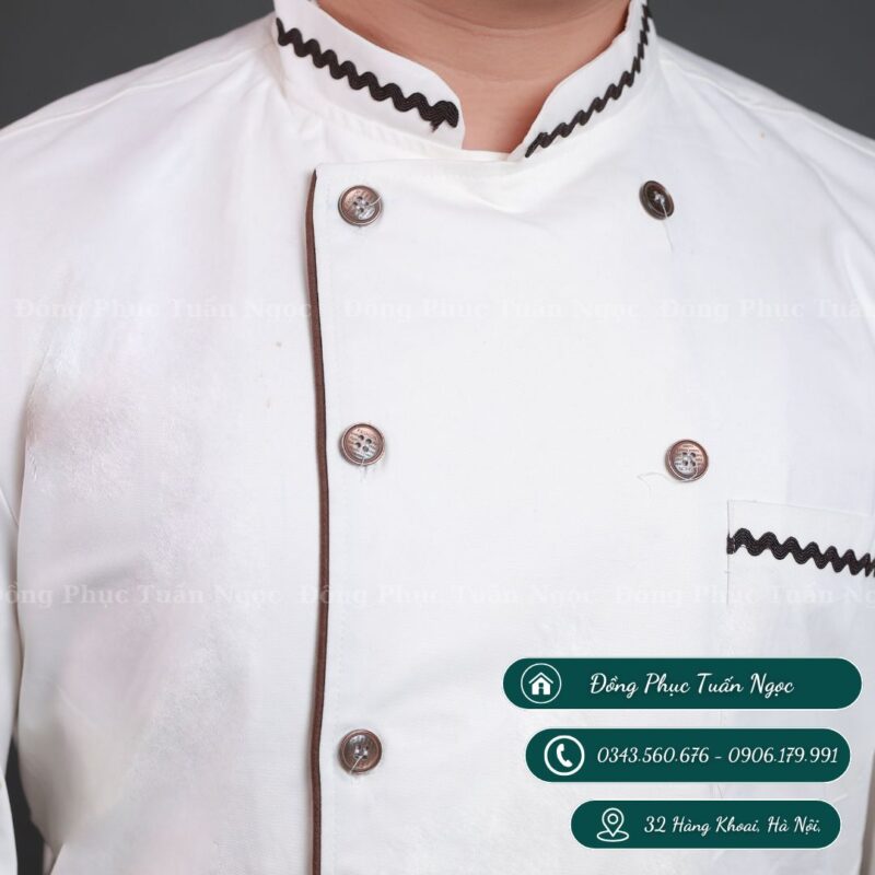 Áo bếp dài tay màu trắng 06