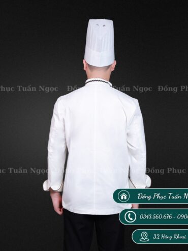 Áo bếp dài tay màu trắng 06
