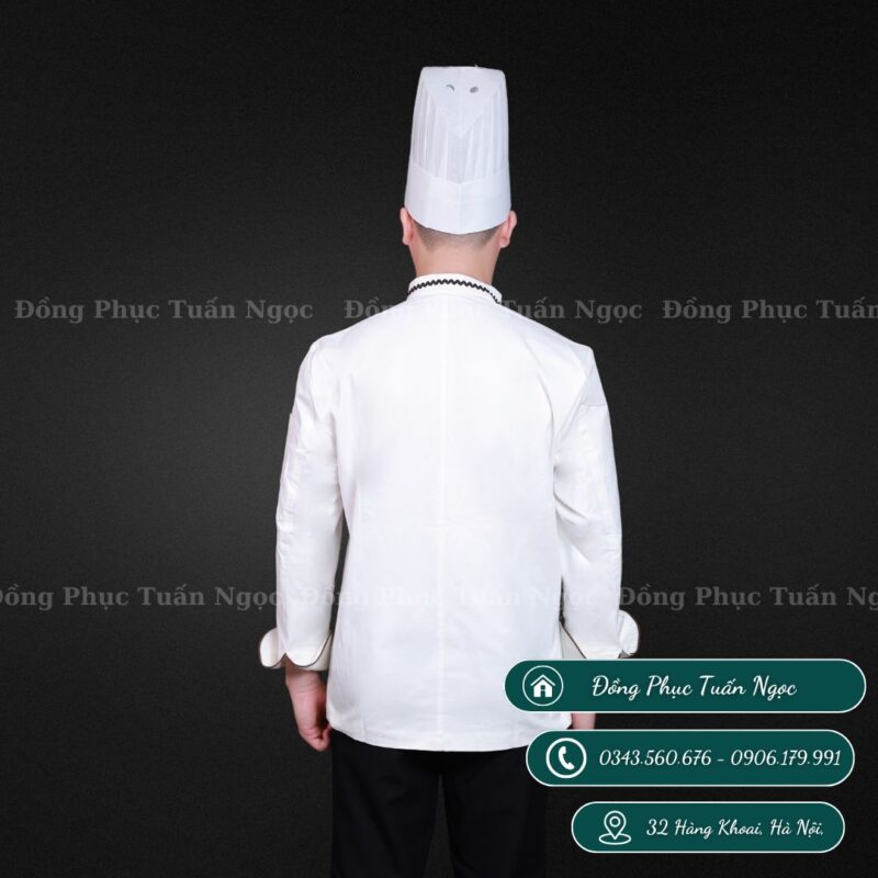 Áo bếp dài tay màu trắng 06