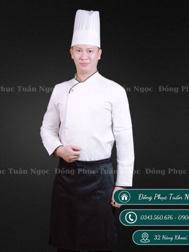 Áo bếp dài tay màu trắng 08