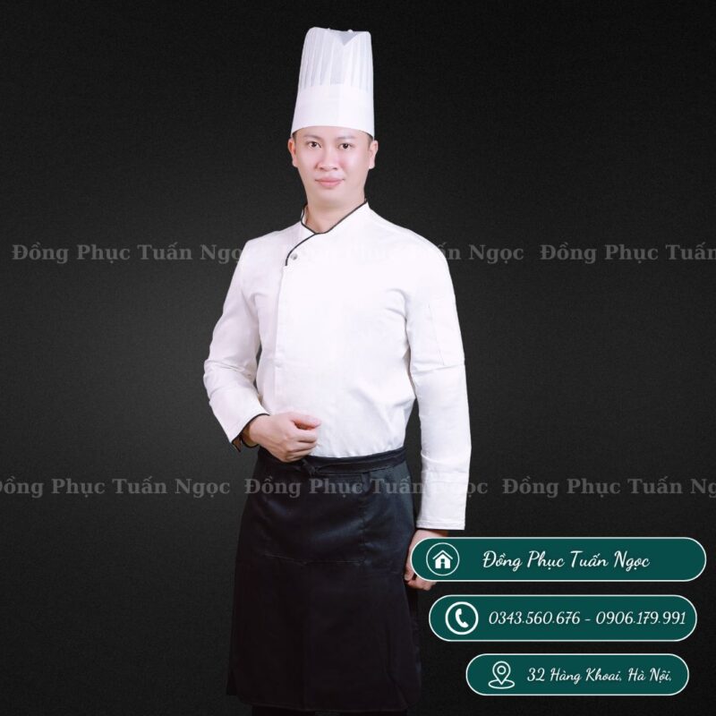 Áo bếp dài tay màu trắng 08