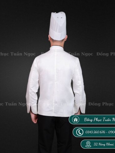 Áo bếp dài tay màu trắng 08