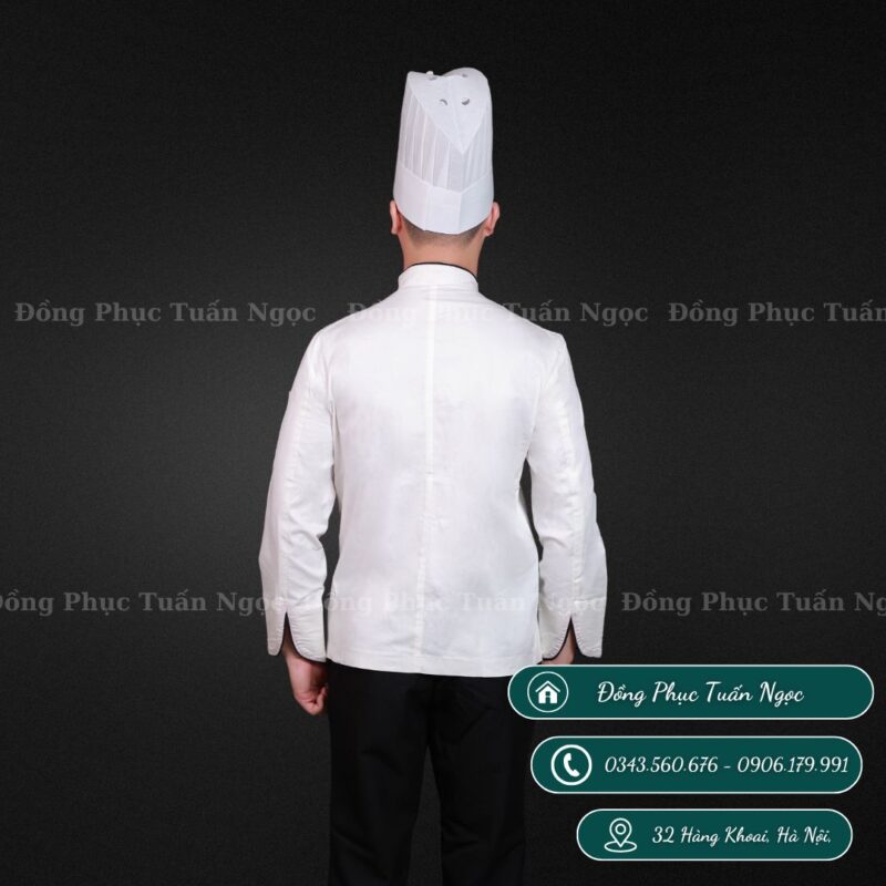 Áo bếp dài tay màu trắng 08