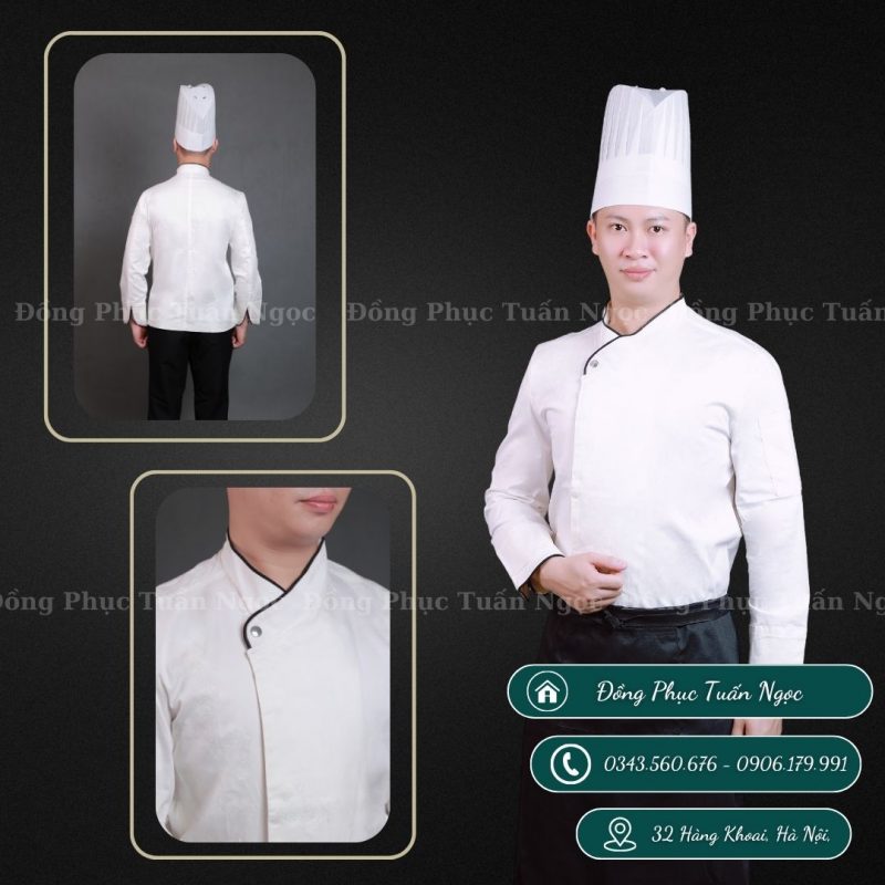 Áo bếp dài tay màu trắng 08
