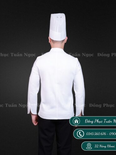 Áo bếp dài tay màu trắng 09