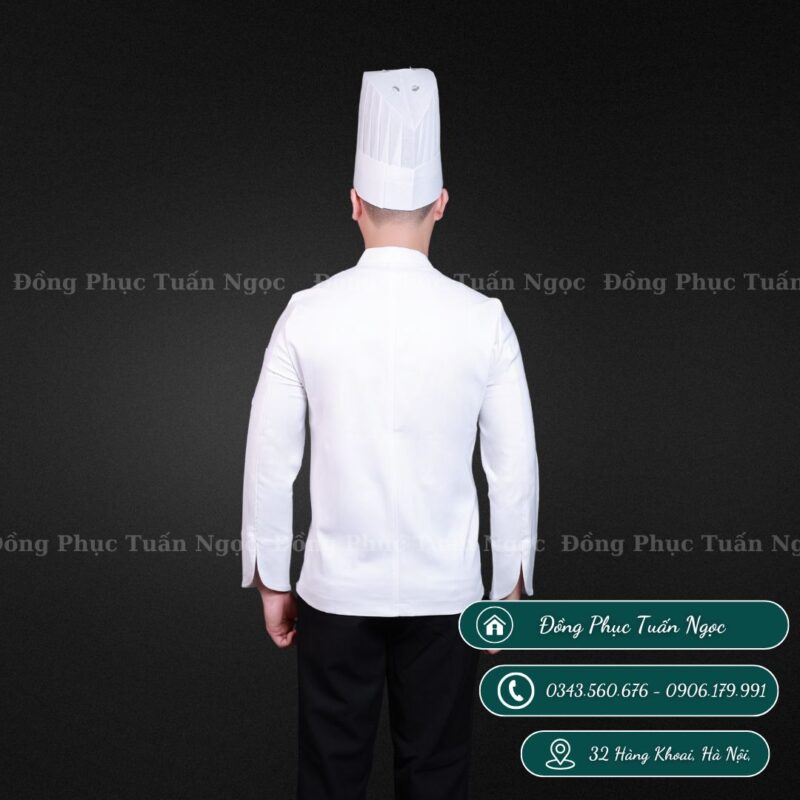 Áo bếp dài tay màu trắng 09