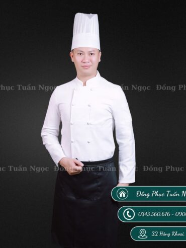 Áo bếp dài tay màu trắng 09