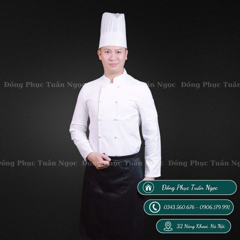 Áo bếp dài tay màu trắng 09