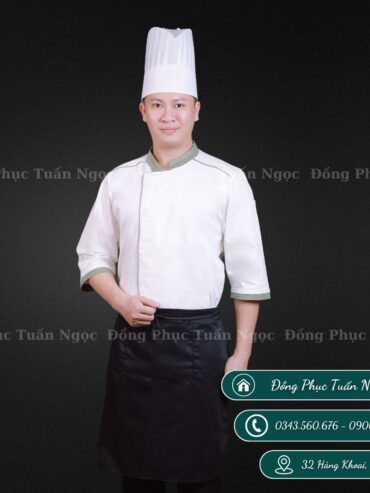 Áo bếp tay lỡ màu trắng 07