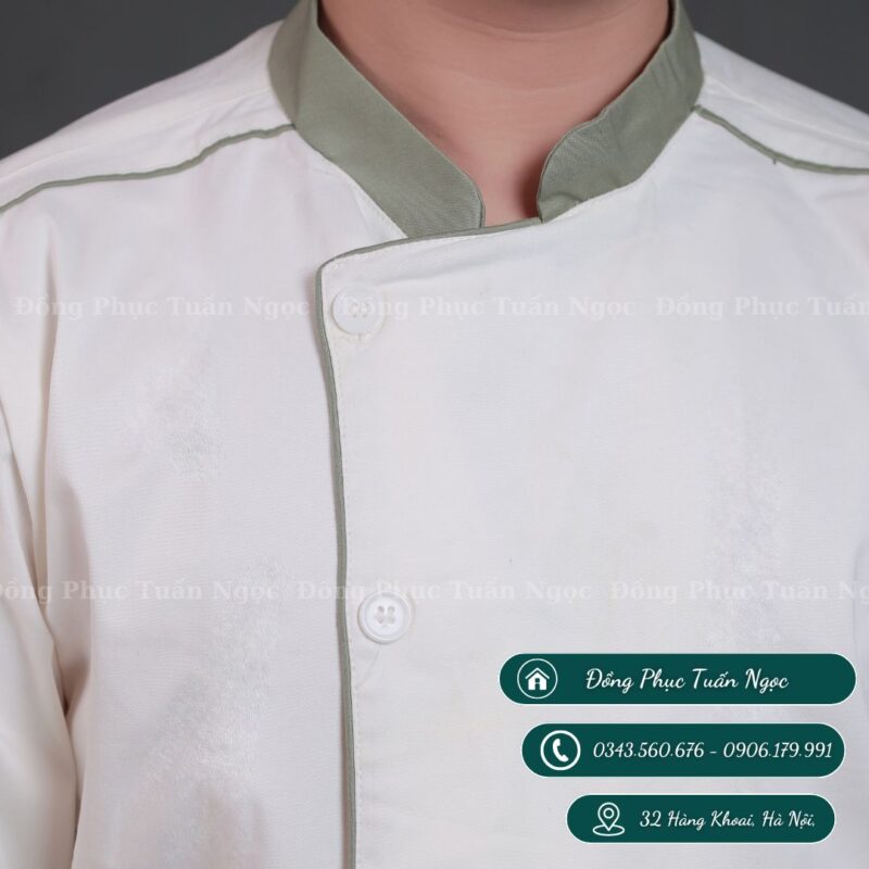 Áo bếp tay lỡ màu trắng 07