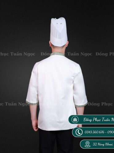 Áo bếp tay lỡ màu trắng 07