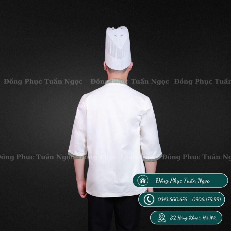 Áo bếp tay lỡ màu trắng 07