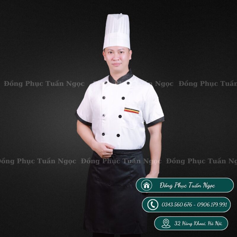 Áo bếp cộc tay màu trắng 11