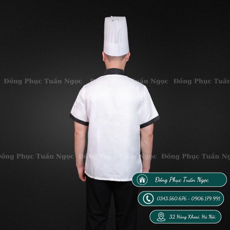 Áo bếp cộc tay màu trắng 11