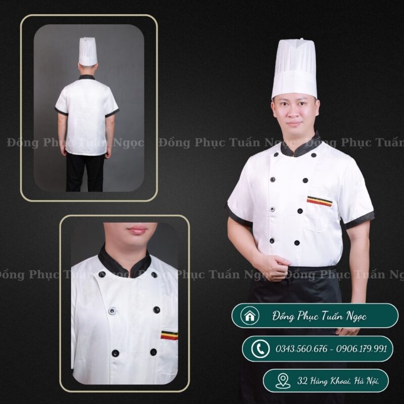 Áo bếp cộc tay màu trắng 11