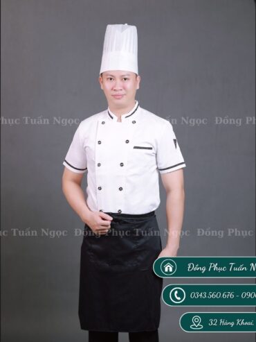 Áo bếp cộc tay màu trắng 12