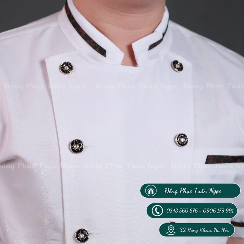 Áo bếp cộc tay màu trắng 12