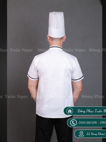 Áo bếp cộc tay màu trắng 12