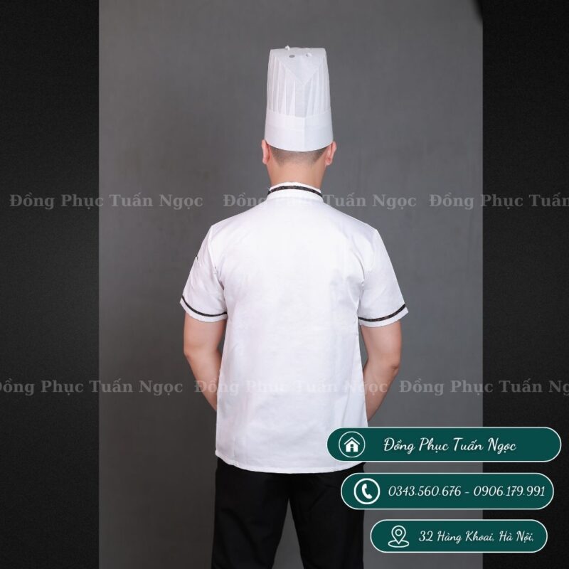 Áo bếp cộc tay màu trắng 12