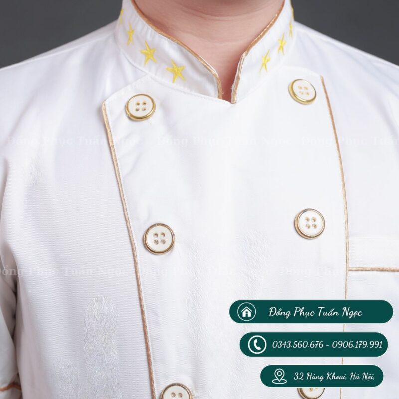 Áo bếp cộc tay màu trắng 13